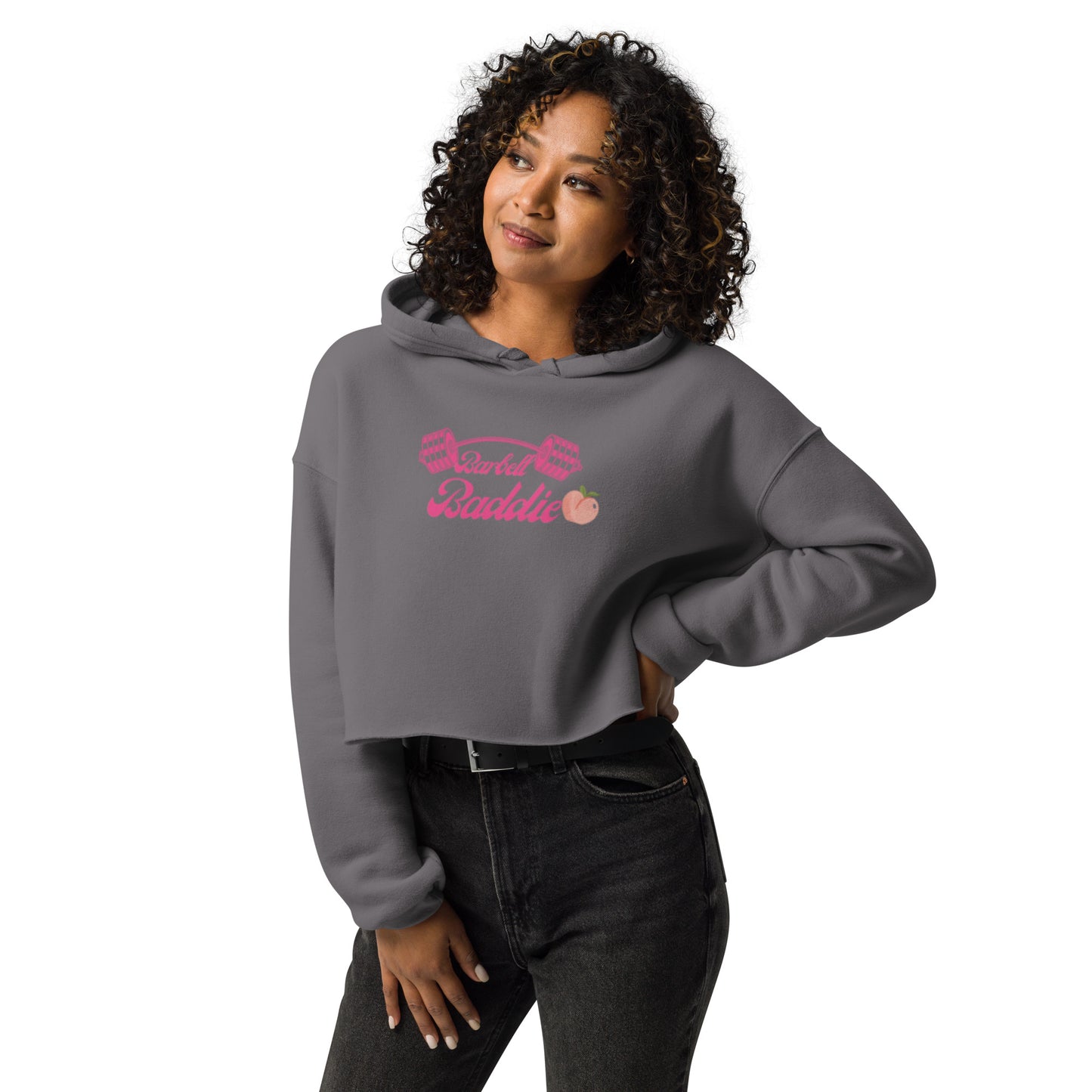 Barbell Baddie Crop Hoodie